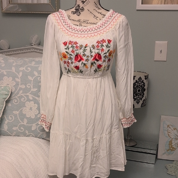 Hayden White Long Sleeve Sundress with Scoop Neck - Picture 1 of 15